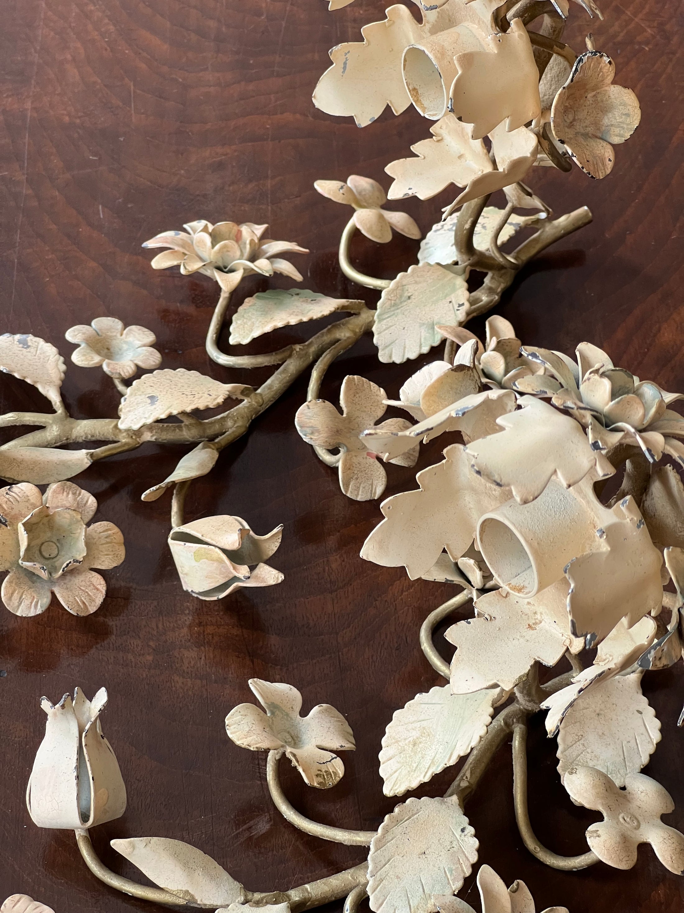 PAIR of Floral Metal Wall Sconces
