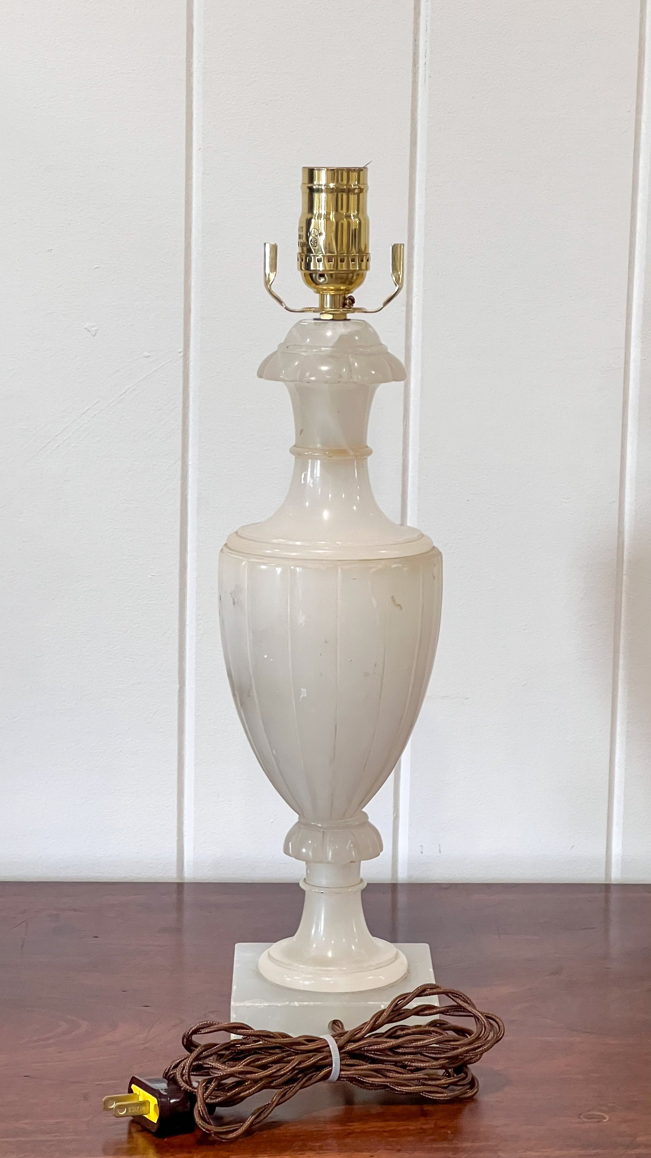 Vintage Italian Alabaster Lamp with Scalloped Crown (No. 6)
