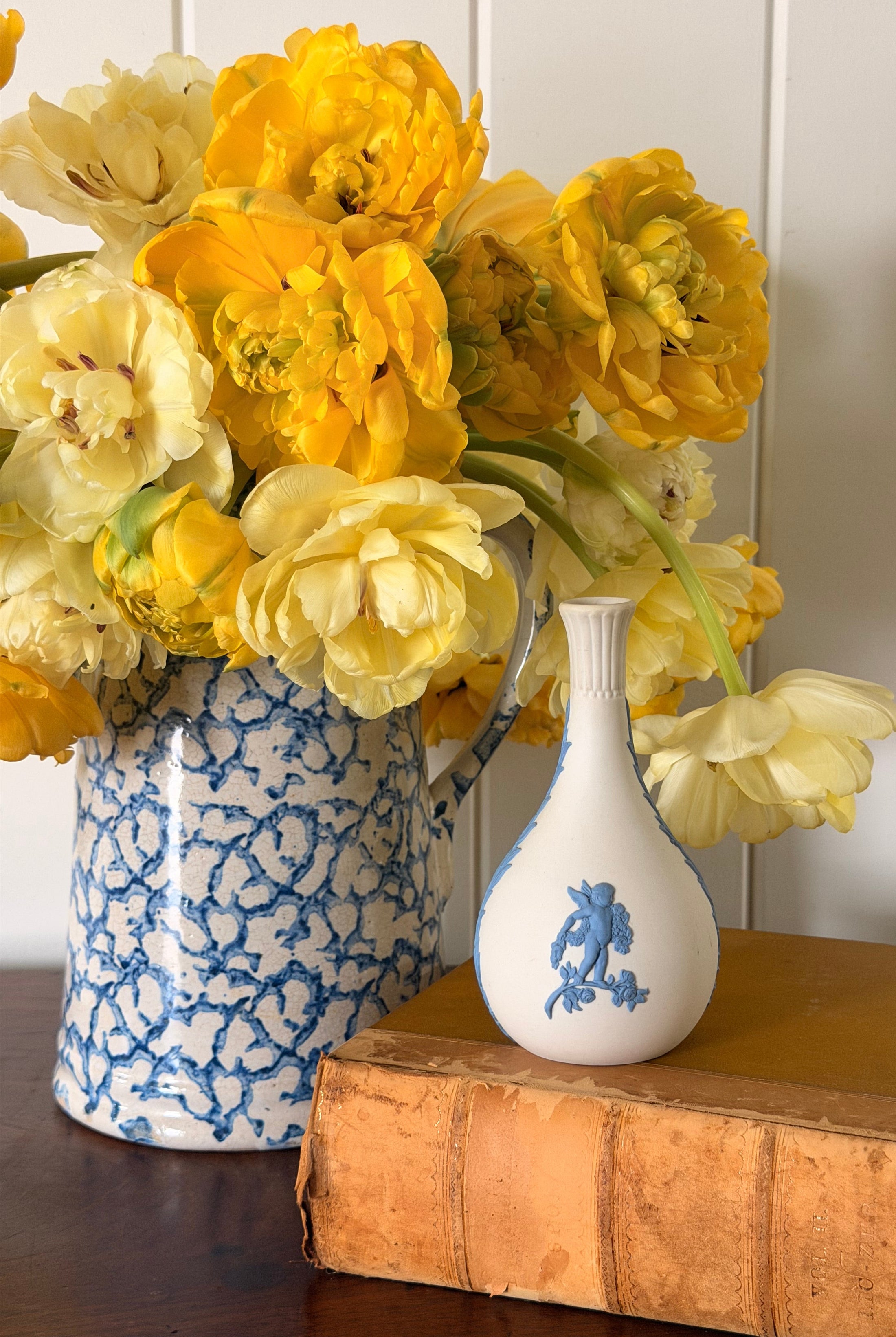 Wedgwood Jasperware Bud Vase- Portland Blue on Cream