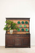 Load image into Gallery viewer, 18th Century Oak Buffet + Plate Rack with Scalloped Detailing (c. 1770)
