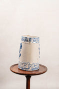 Load image into Gallery viewer, 19th Century Blue + White Stoneware Spongeware Pitcher with Wild Rose Glaze
