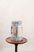 Load image into Gallery viewer, 19th Century Blue + White Stoneware Spongeware Pitcher with Wild Rose Glaze
