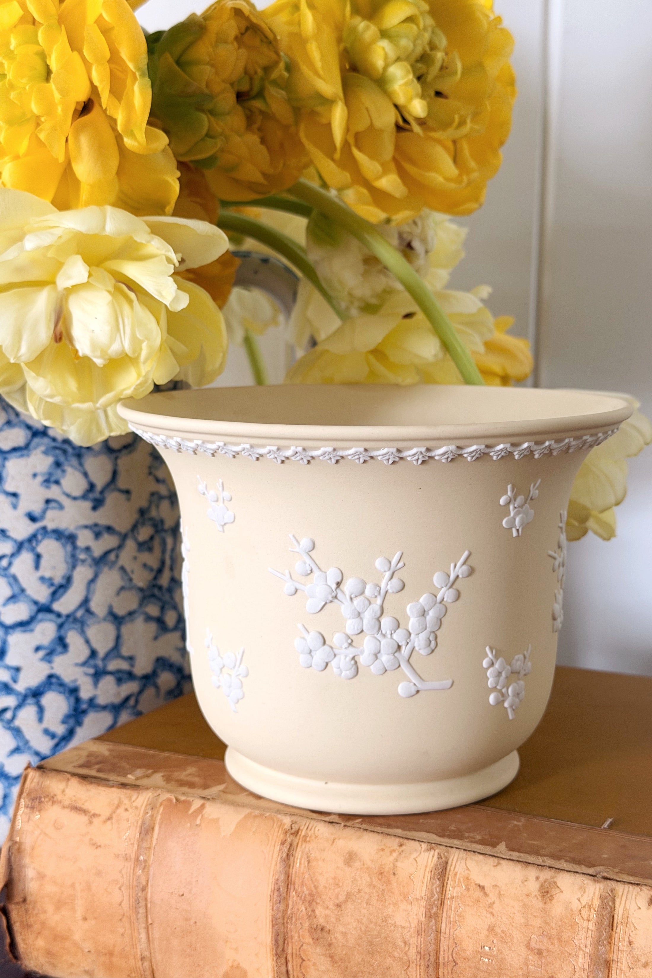 Rare Wedgwood Primrose Yellow Jasperware Jardiniere Planter
