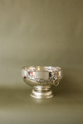 Load image into Gallery viewer, Large Antique English Silver Plate Punch Bowl with Lion Head Handles + Scalloped Rim (c. 1920)
