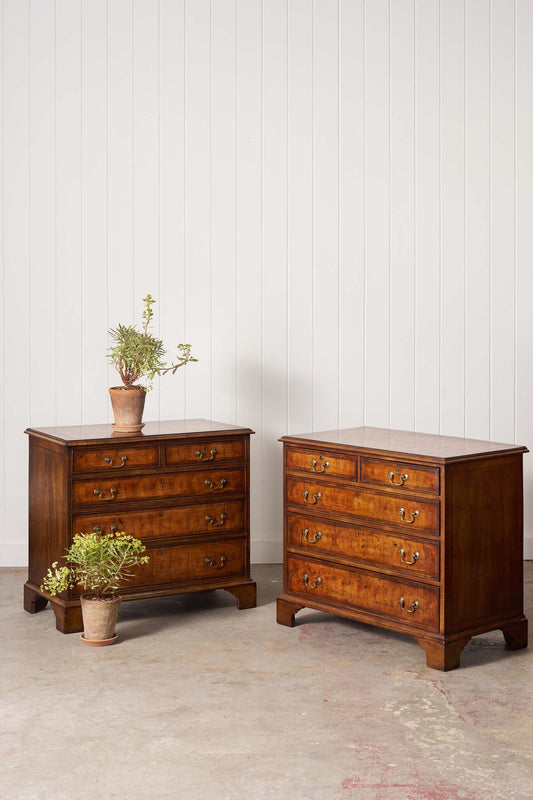 RARE PAIR 19th Century Oyster Cut Beside Chests