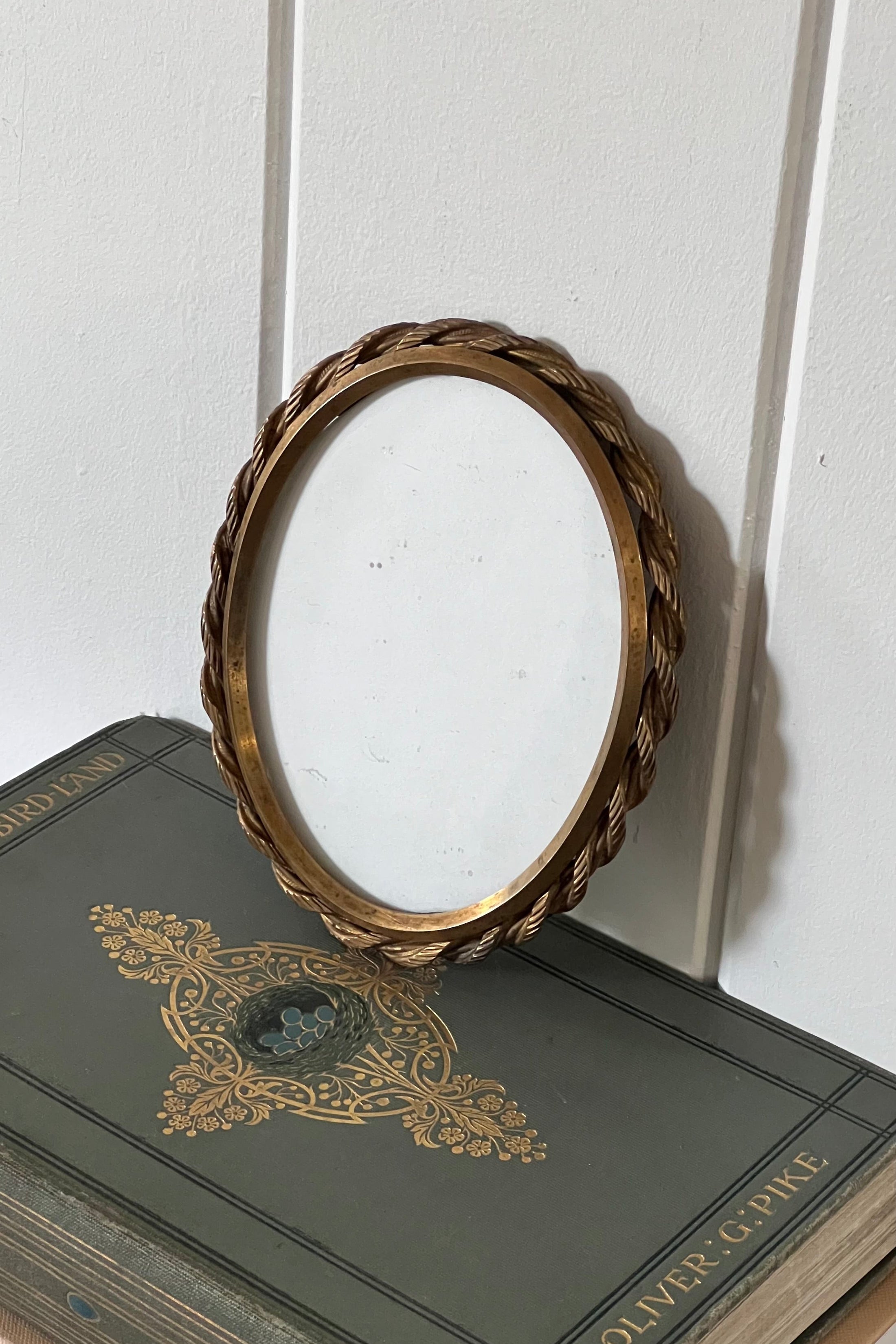 Antique French Brass Oval Rope Frame | Wall Hanging