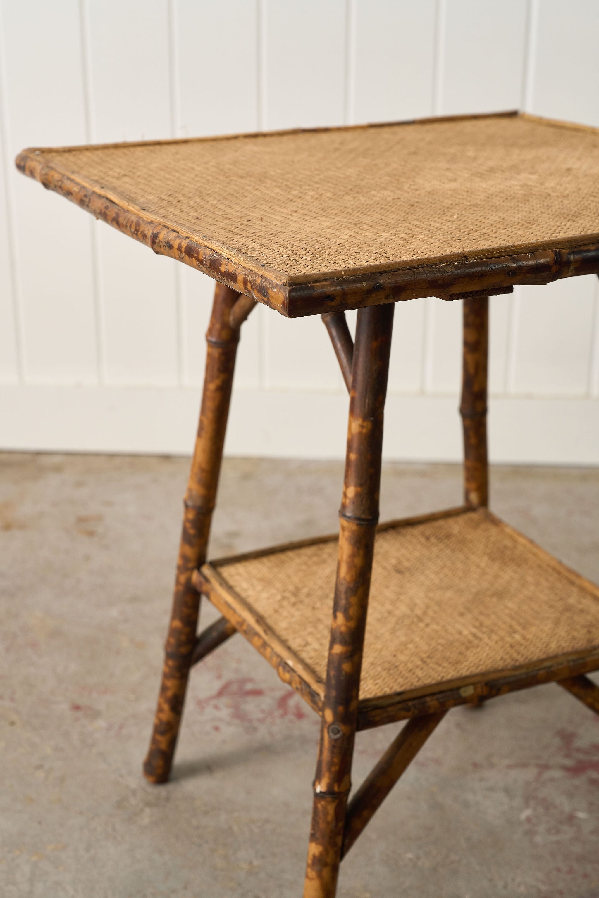 19th Century Tortoise Bamboo Two-Tiered Table