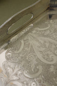 Load image into Gallery viewer, Large Beveled English Silver Tray with Feet + Floral Etching
