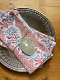 Load image into Gallery viewer, SET OF 4 | Pink, Red + Blue Blooming Trellis Block Print Napkins
