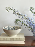 Load image into Gallery viewer, Medium Blue Stoneware Bowl with Interior-Only Pattern

