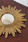Load image into Gallery viewer, Mid-Century Hand Carved French Giltwood Starburst Mirror
