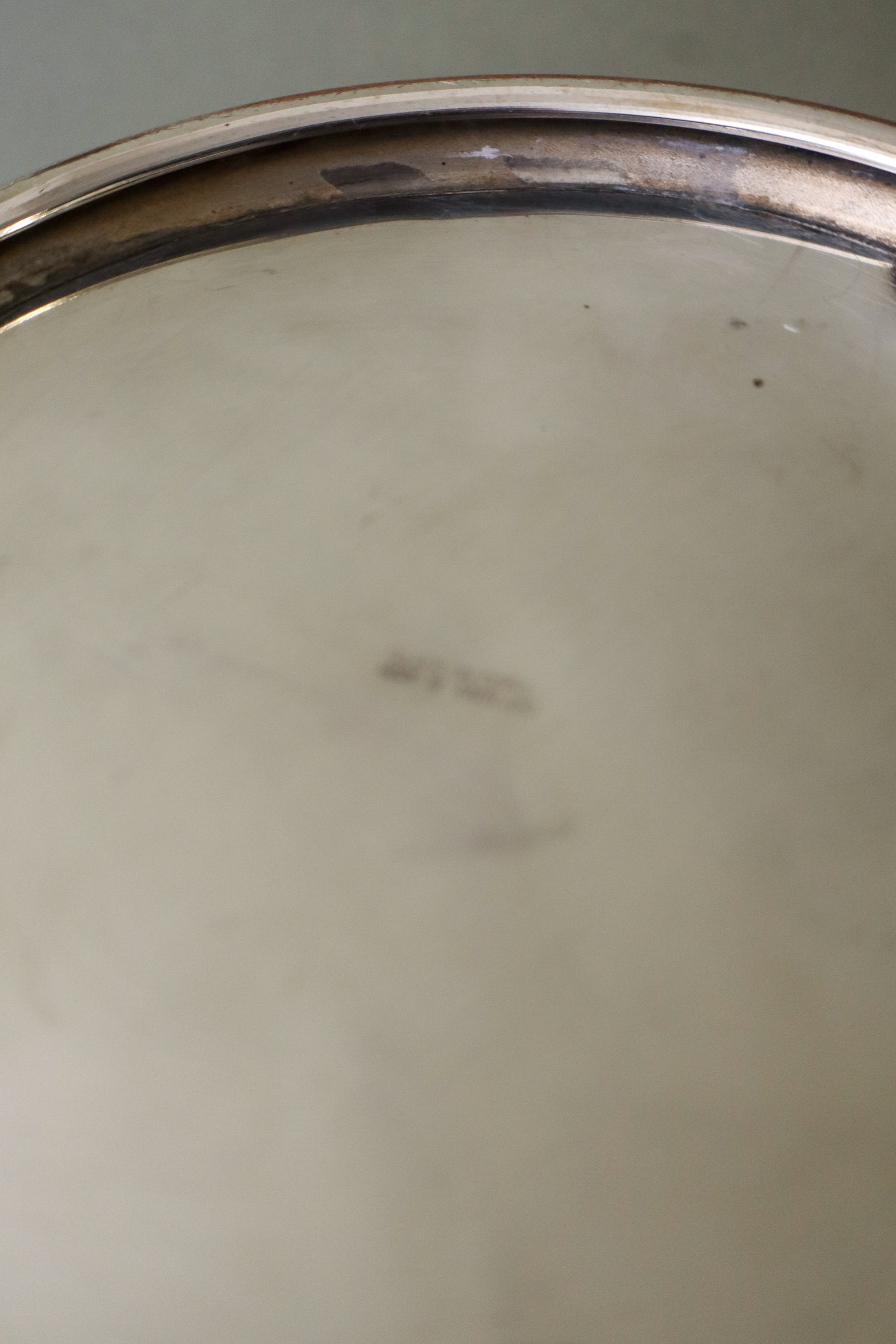 Large Antique English Silver Plate Punch Bowl with Lion Head Handles + Scalloped Rim (c. 1920)