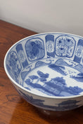 Load image into Gallery viewer, Vintage Blue + White Patterned Chinese Bowl
