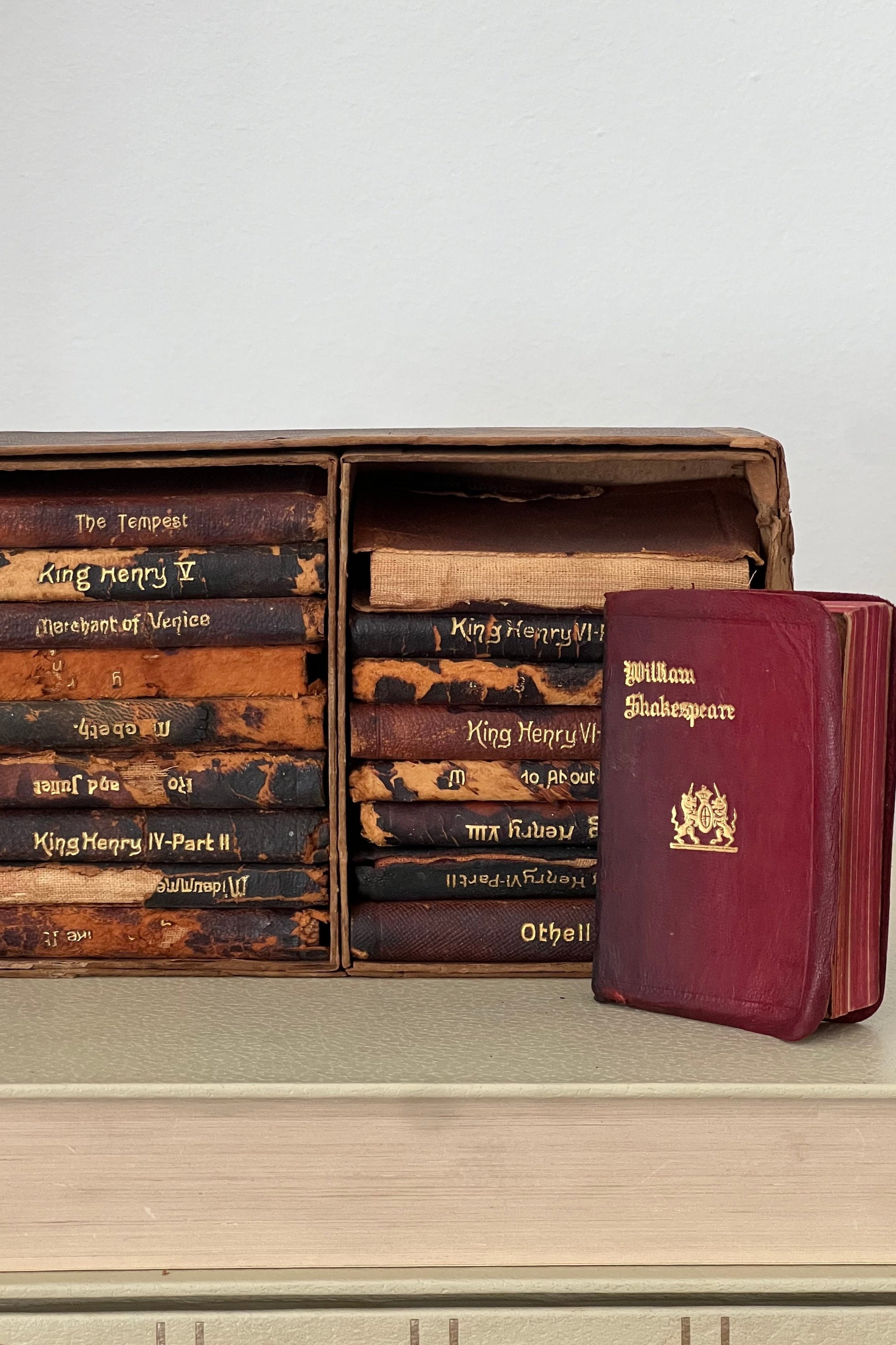 Antique Knickerbocker Leather and Novelty Co. Mini Shakespeare Book Set of 18