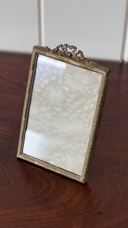 PAIR Antique French Brass Tabletop Frames with Top Bow Detailing