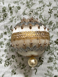 Load image into Gallery viewer, SET of 4 | Vintage Decorated Silk Bulbs (Ivory + Gold)
