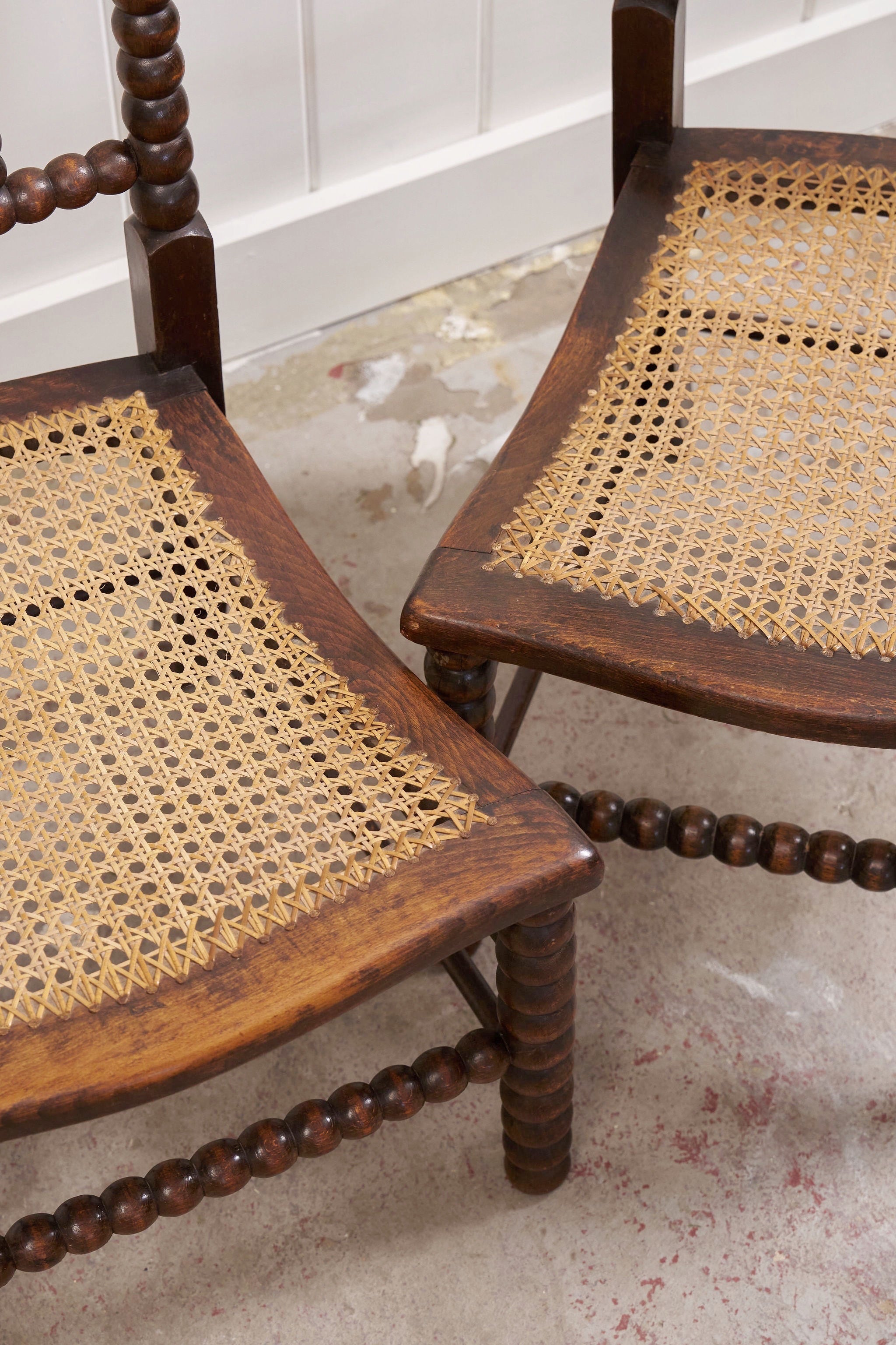 Pair of RARE Antique Bobbin Children's Chairs (c. 1890)