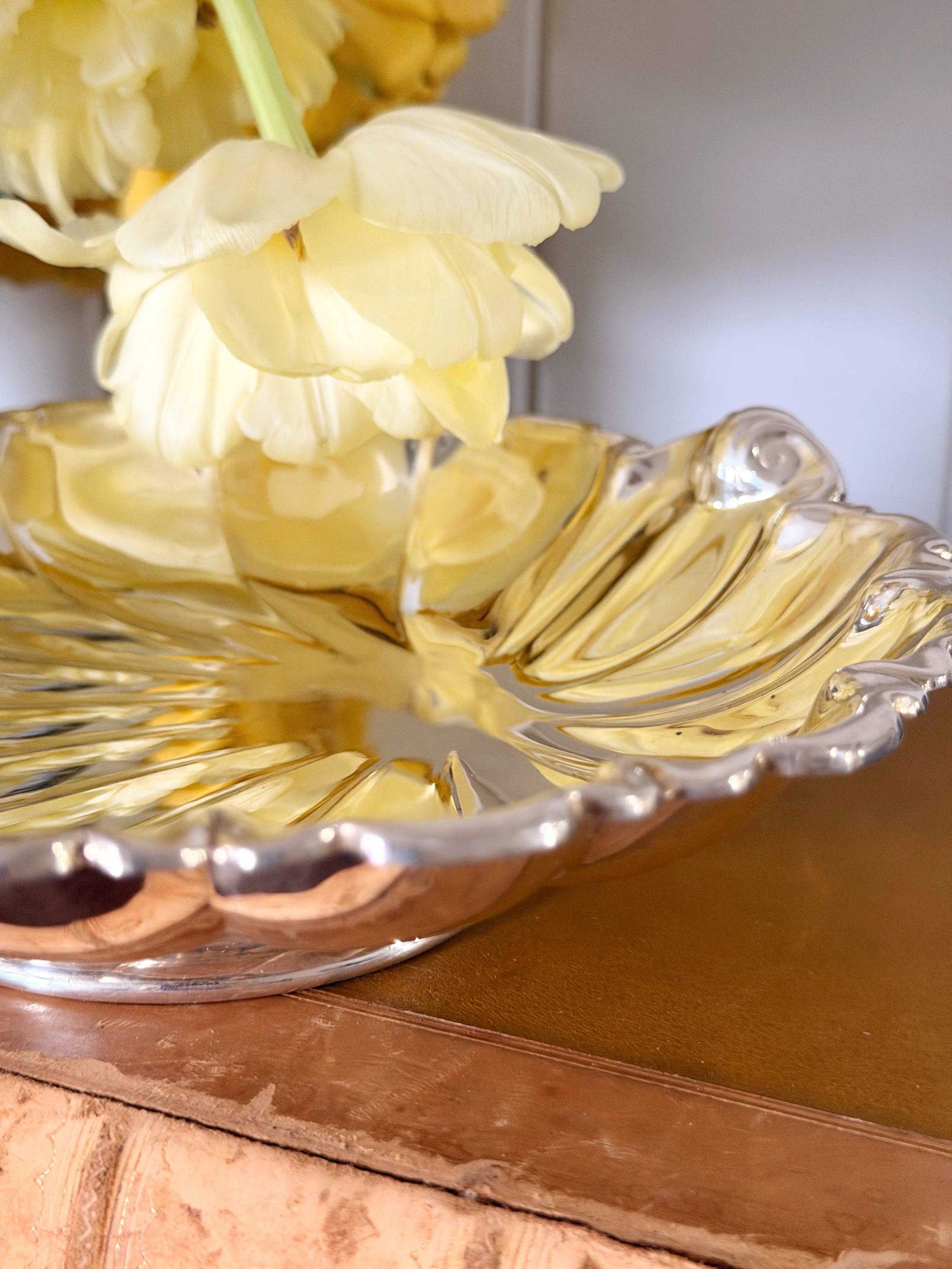 Antique Silver Plate Scalloped Shallow Bowl by James Dixon & Sons (c.1910)