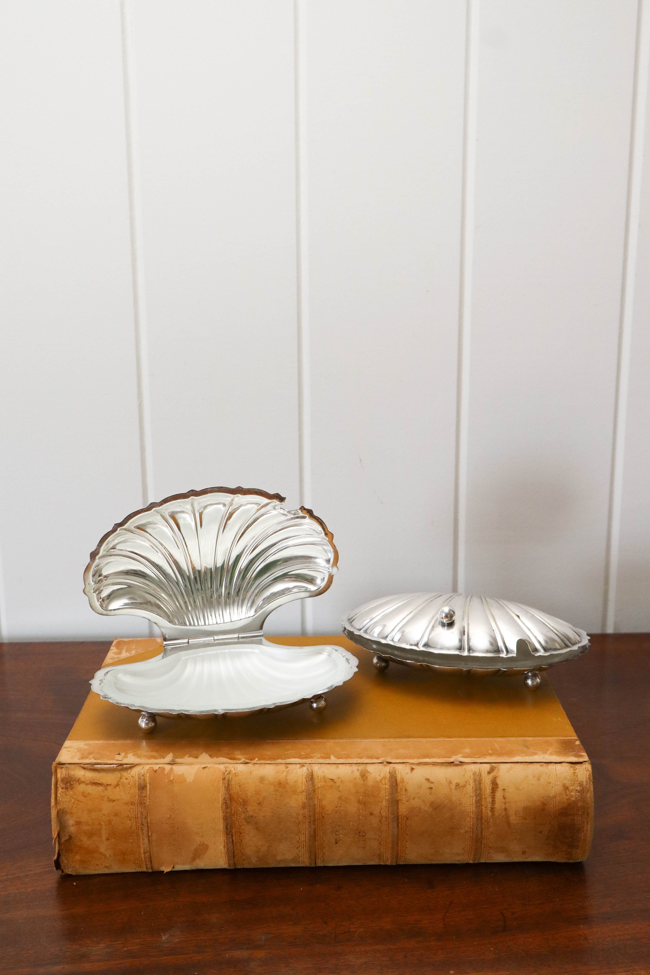 Silverplated French Shell Butter Dish With Original Glass Insert (c.1930) by Deschamps Frères