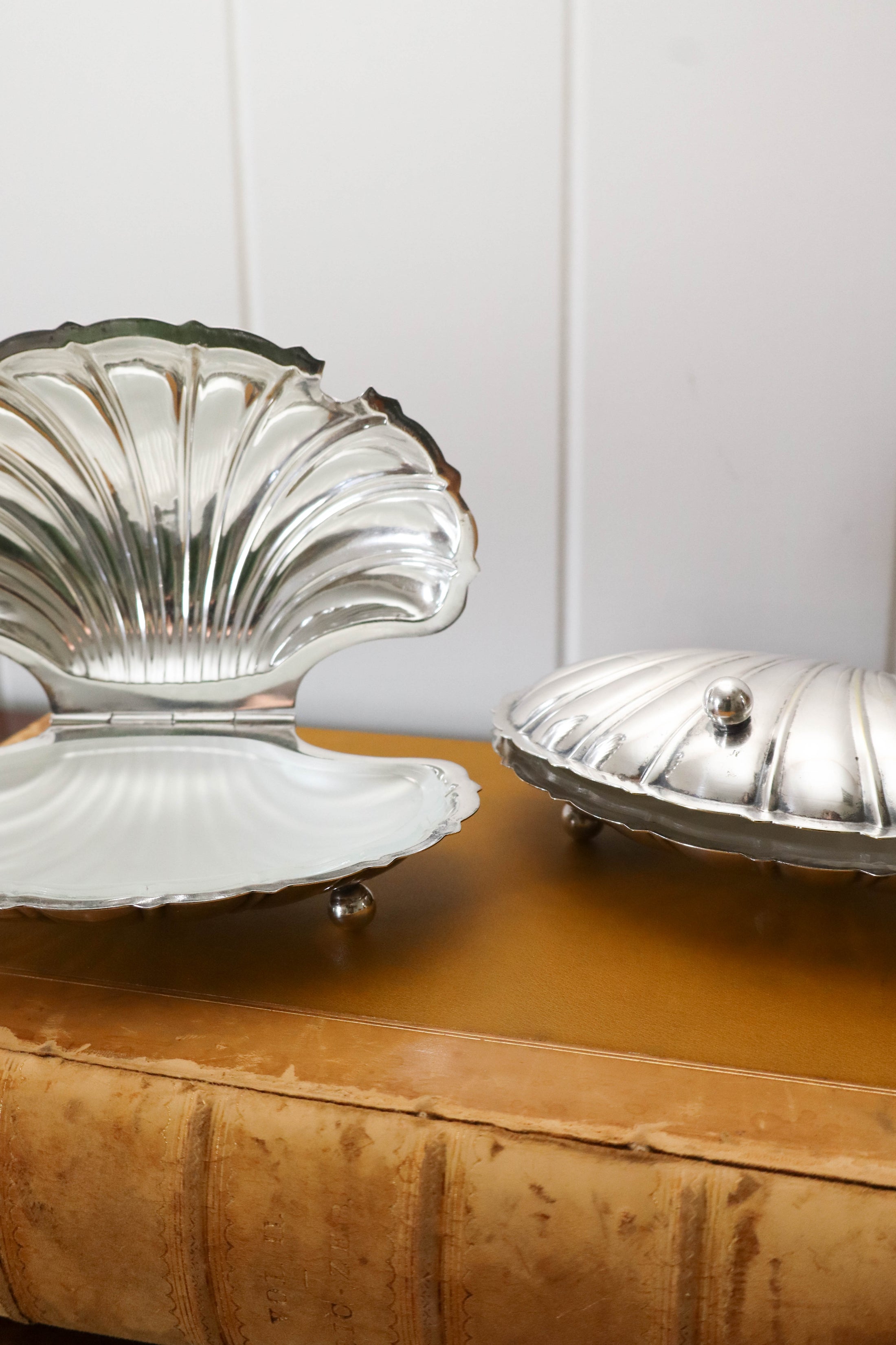 Silverplated French Shell Butter Dish With Original Glass Insert (c.1930) by Deschamps Frères