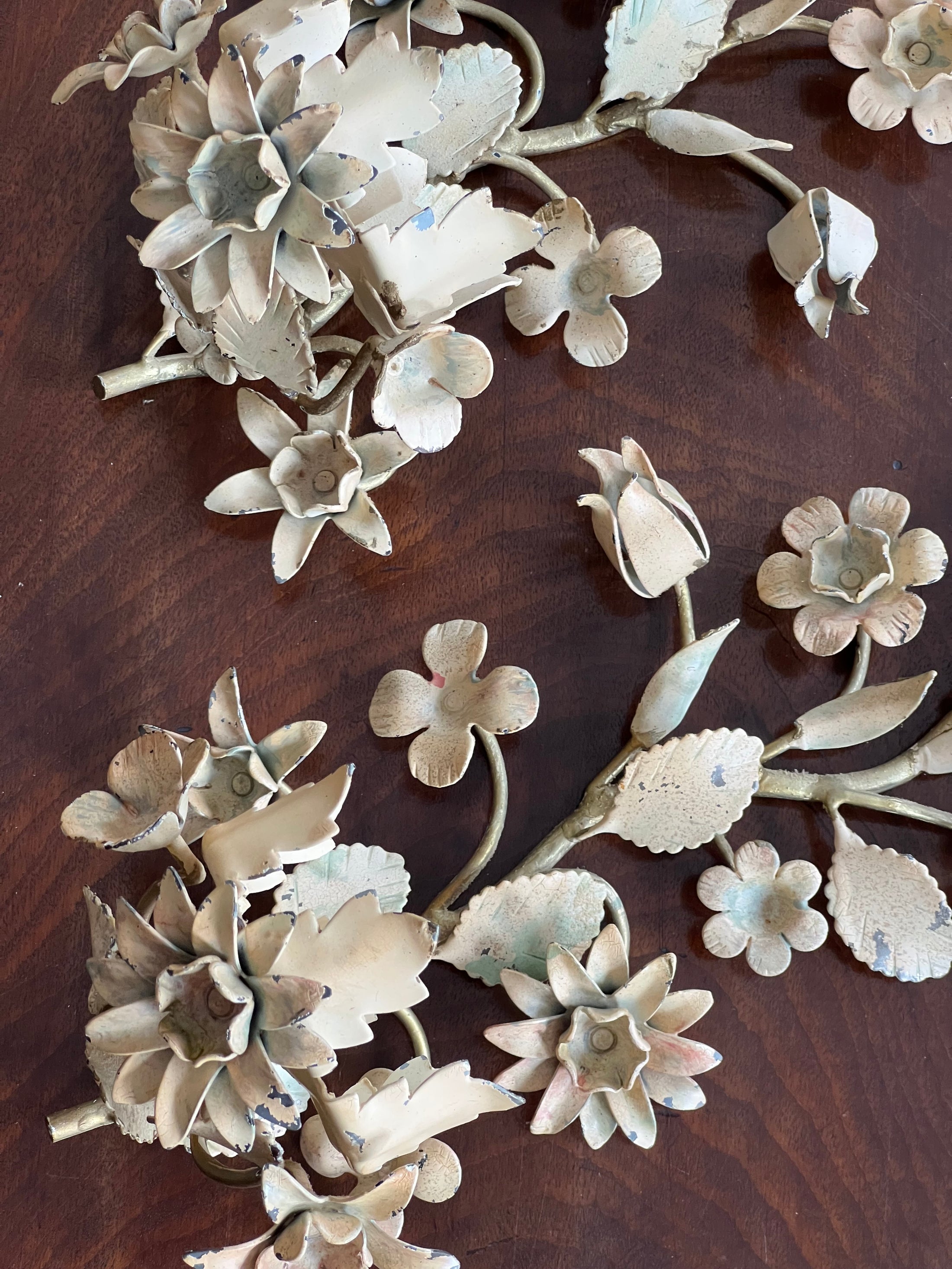 PAIR of Floral Metal Wall Sconces