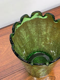 Load image into Gallery viewer, Vintage Green Scalloped Crackle Glass Vase
