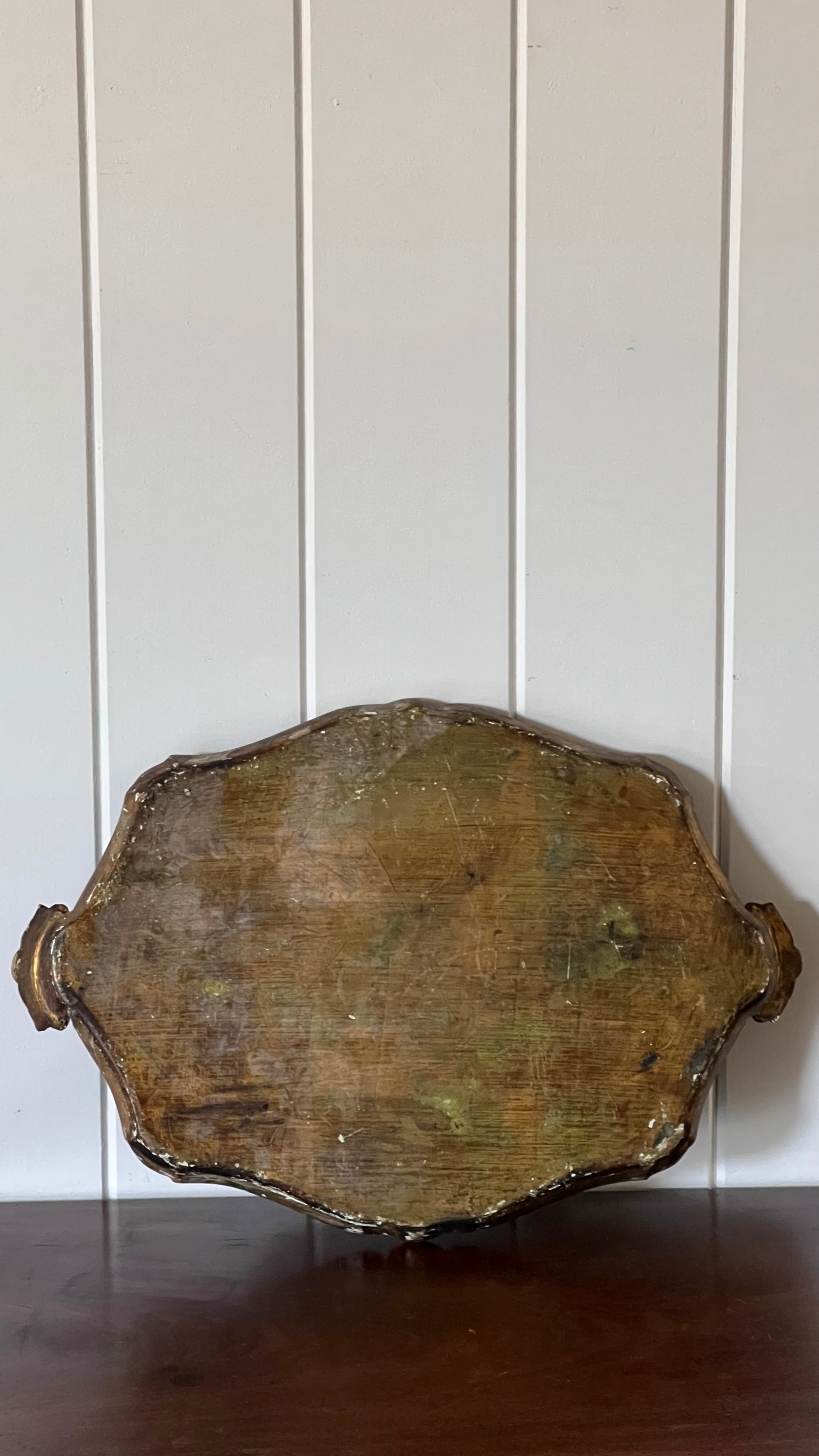 Large Florentine Tray with Green + Pale Blue Coloring