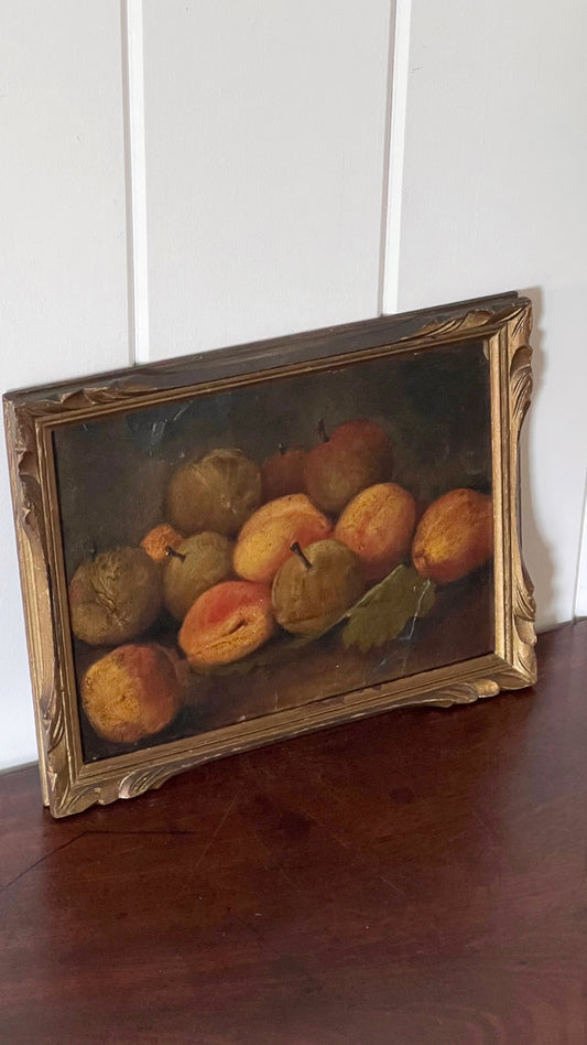 19th Century French Fruit Still Life Oil on Board (c. 1865)