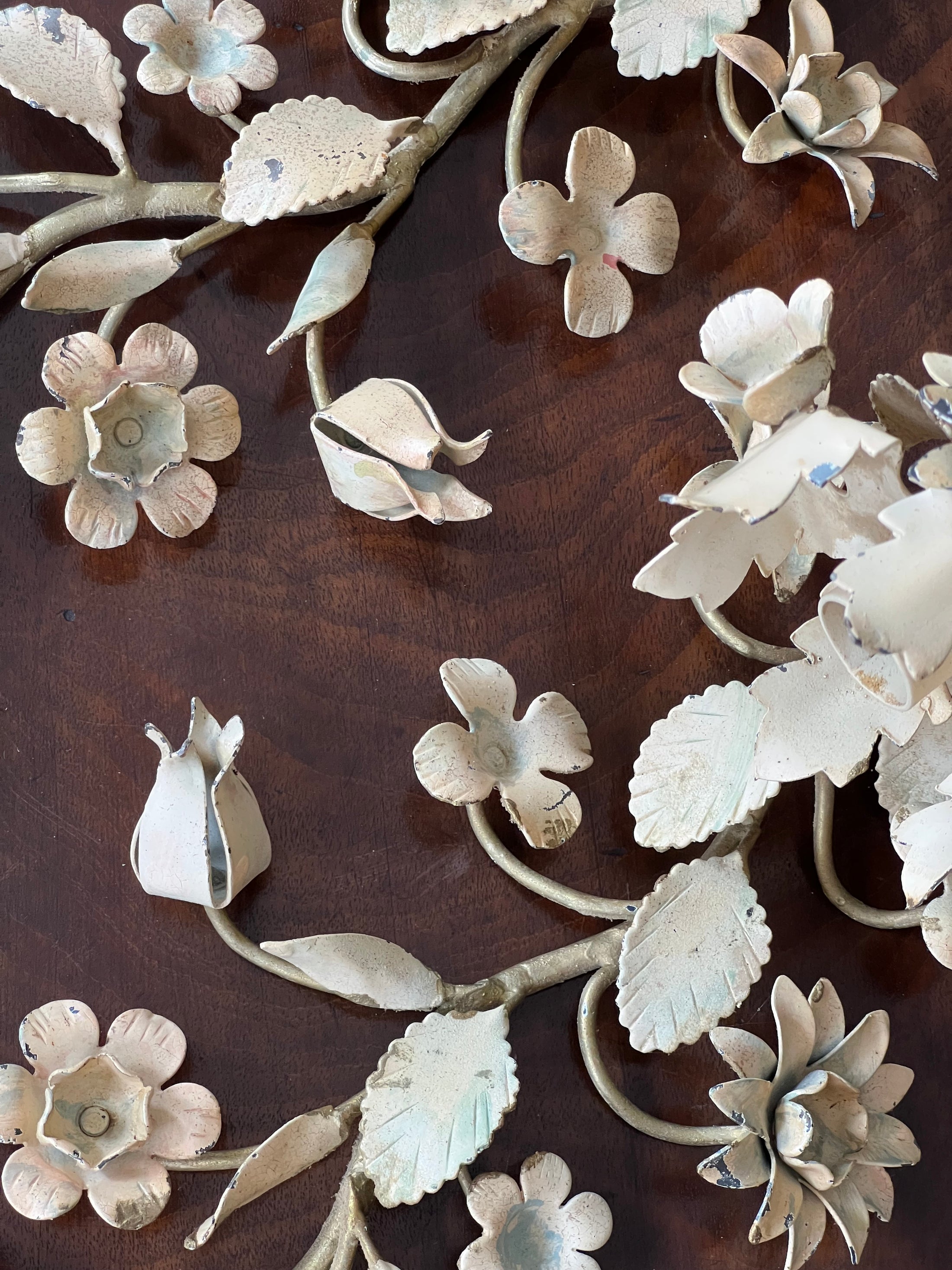 PAIR of Floral Metal Wall Sconces