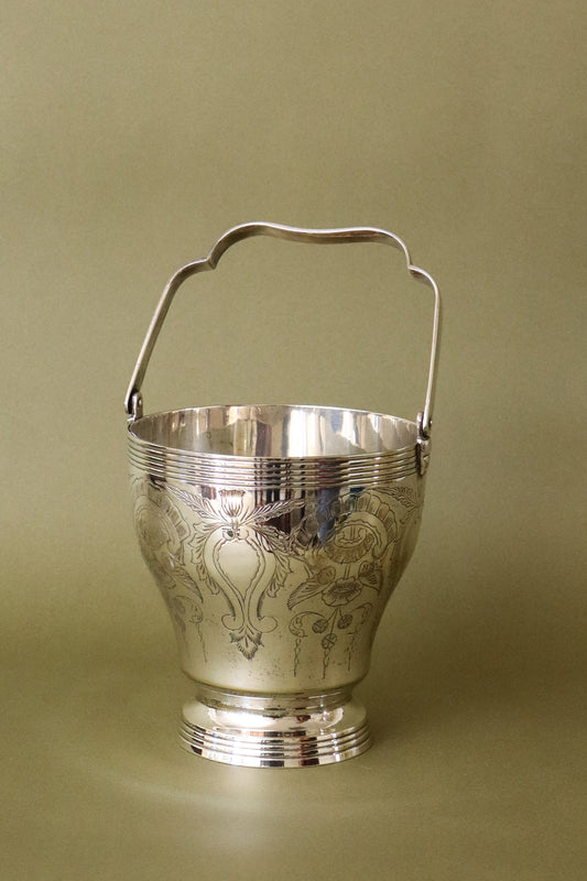 Antique English Silver Etched Ice Bucket
