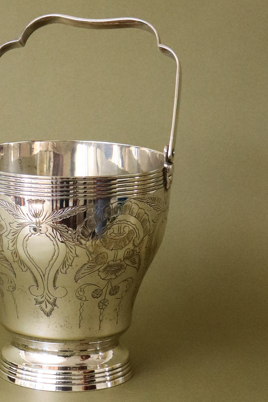 Antique English Silver Etched Ice Bucket
