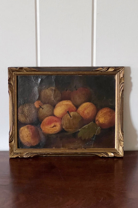 19th Century French Fruit Still Life Oil on Board (c. 1865)