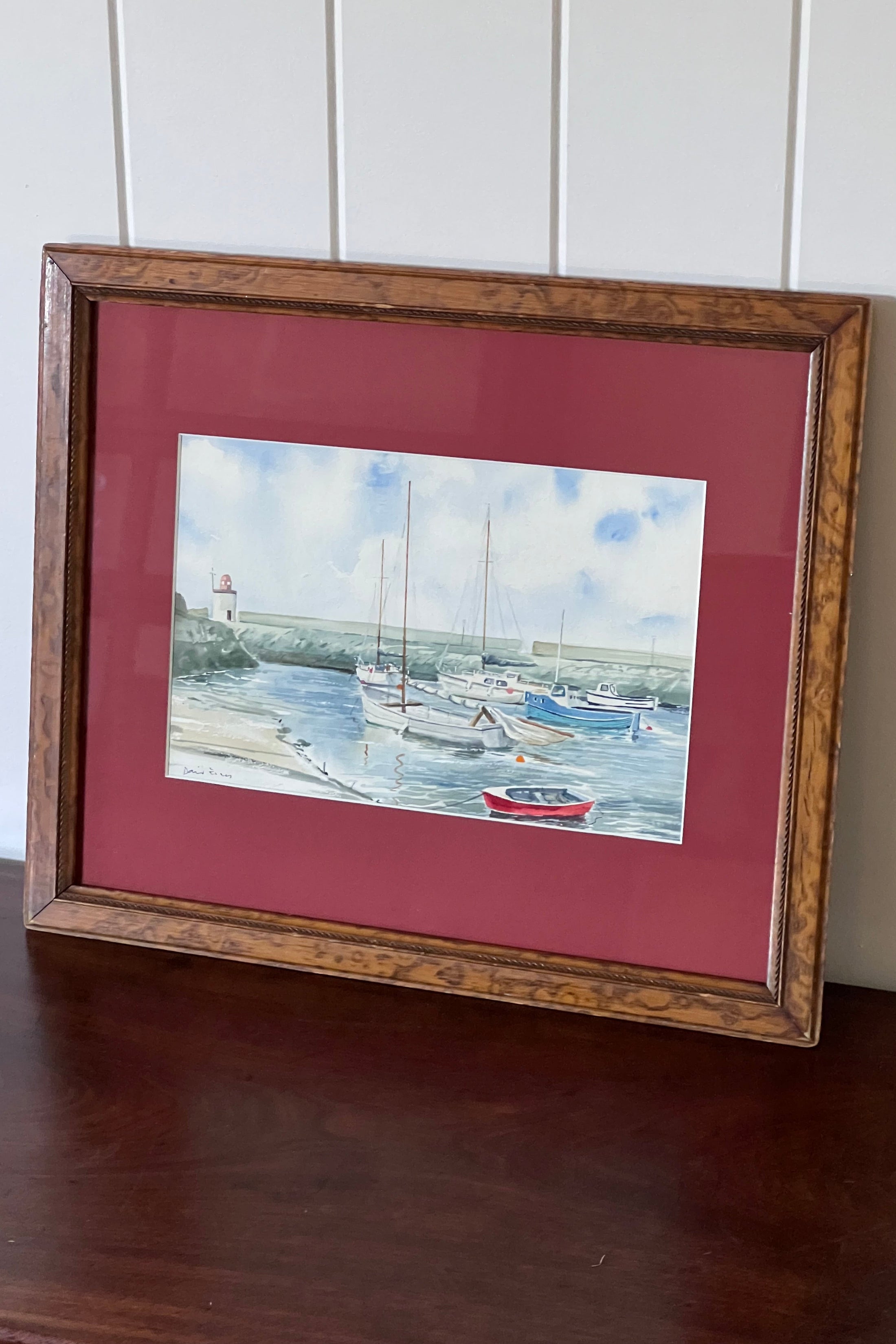 Signed Original Watercolor of Coastline by David Evans (Welsh)