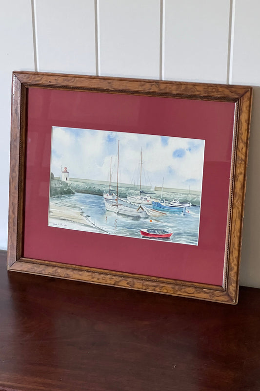 Signed Original Watercolor of Coastline by David Evans (Welsh)