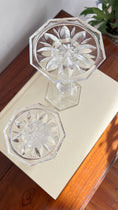 Load image into Gallery viewer, Vintage Cut + Etched Crystal Pillar Candle Holders PAIR
