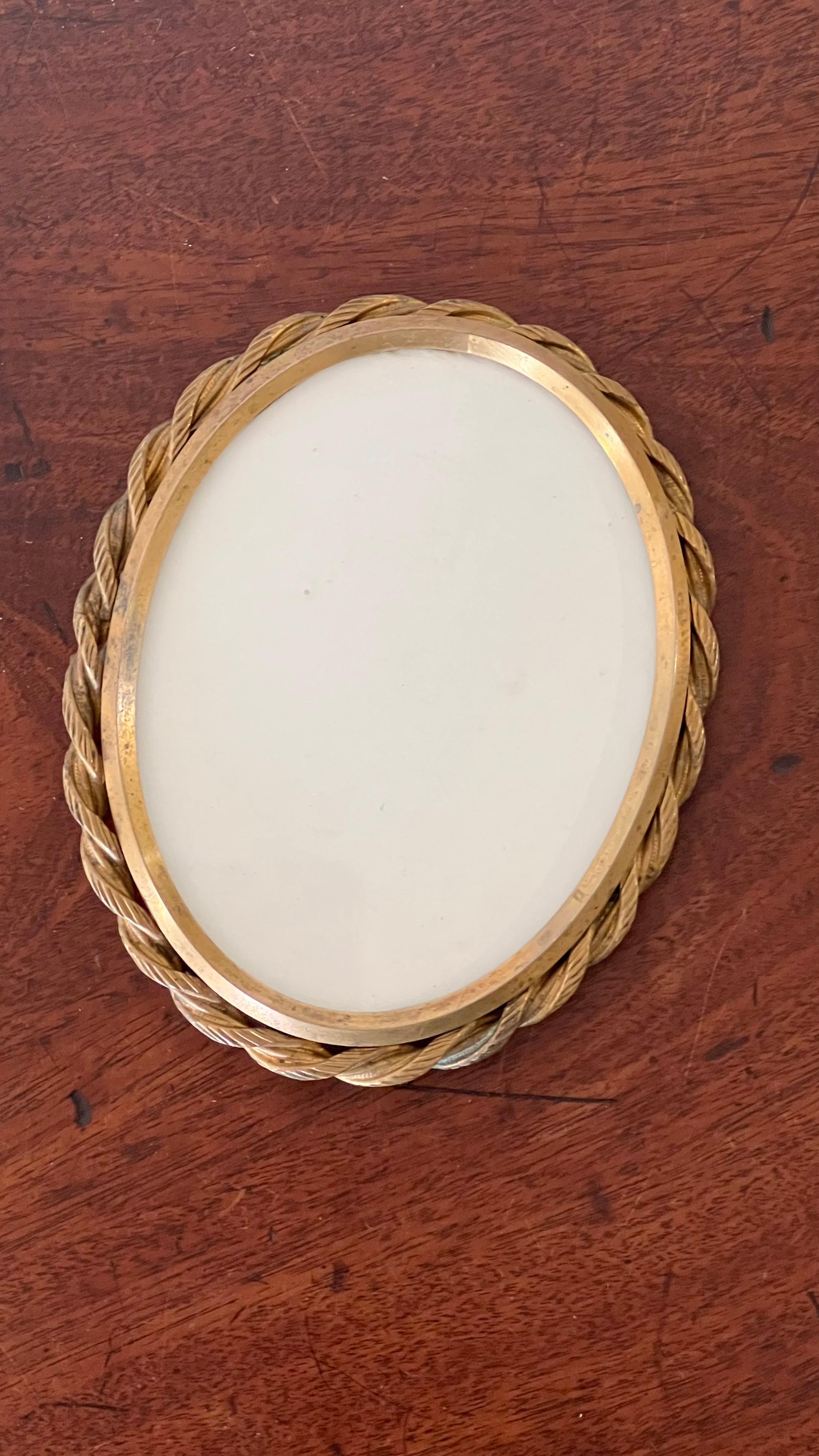 Antique French Brass Oval Rope Frame | Wall Hanging