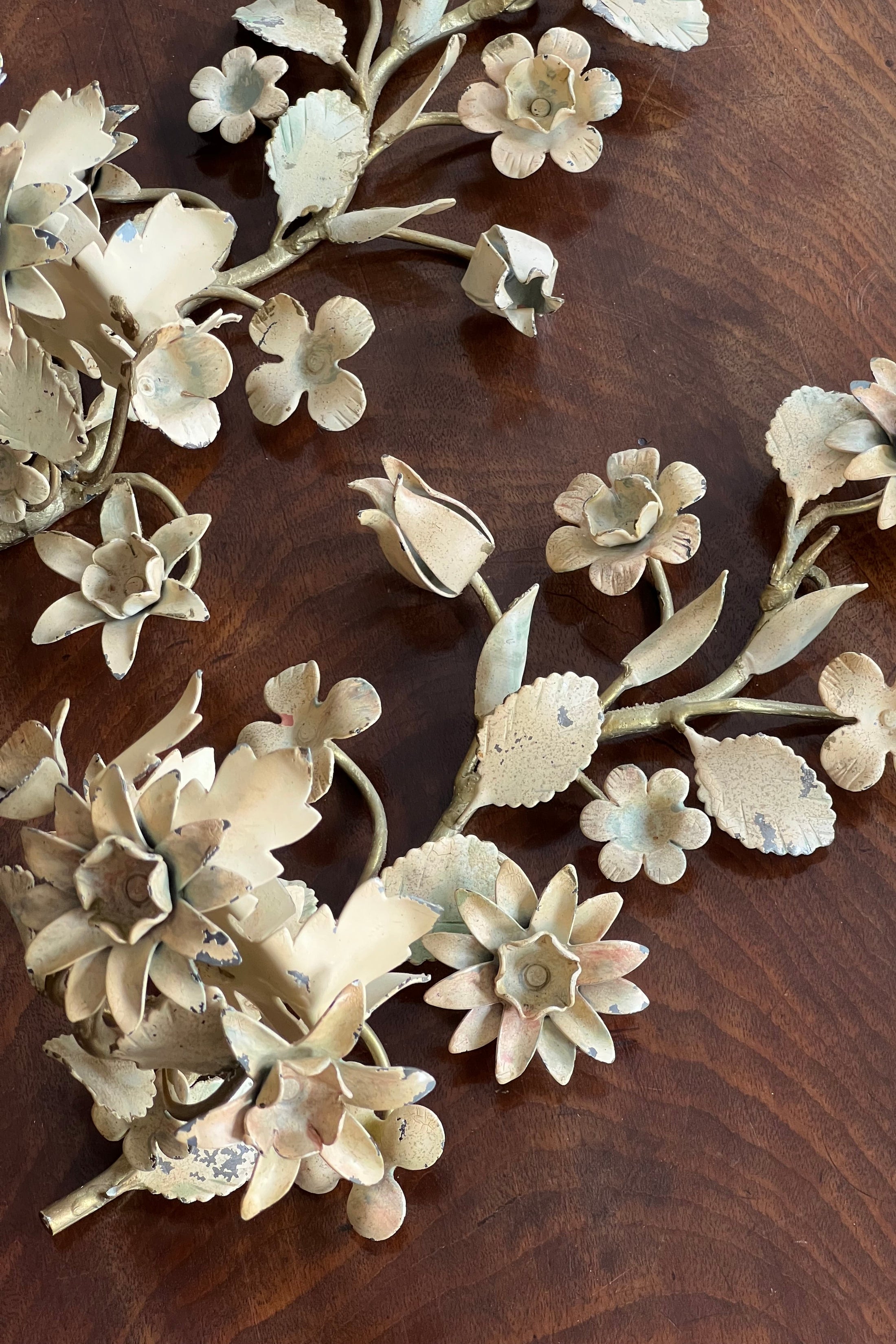 PAIR of Floral Metal Wall Sconces