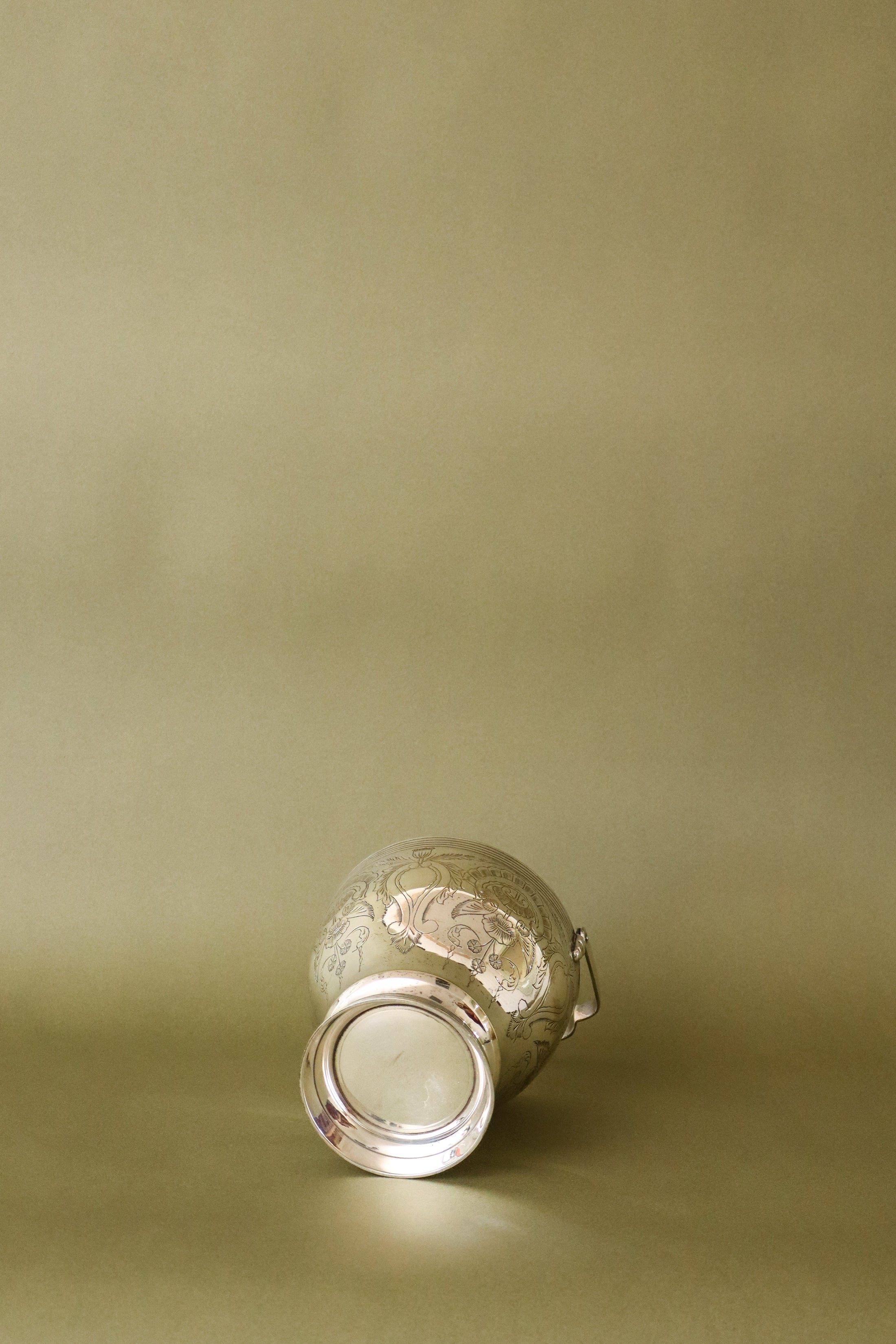 Antique English Silver Etched Ice Bucket