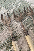 Load image into Gallery viewer, Antique French Sterling Silver + Bone Seafood Forks (Shrimp, Oyster) | SET of 8
