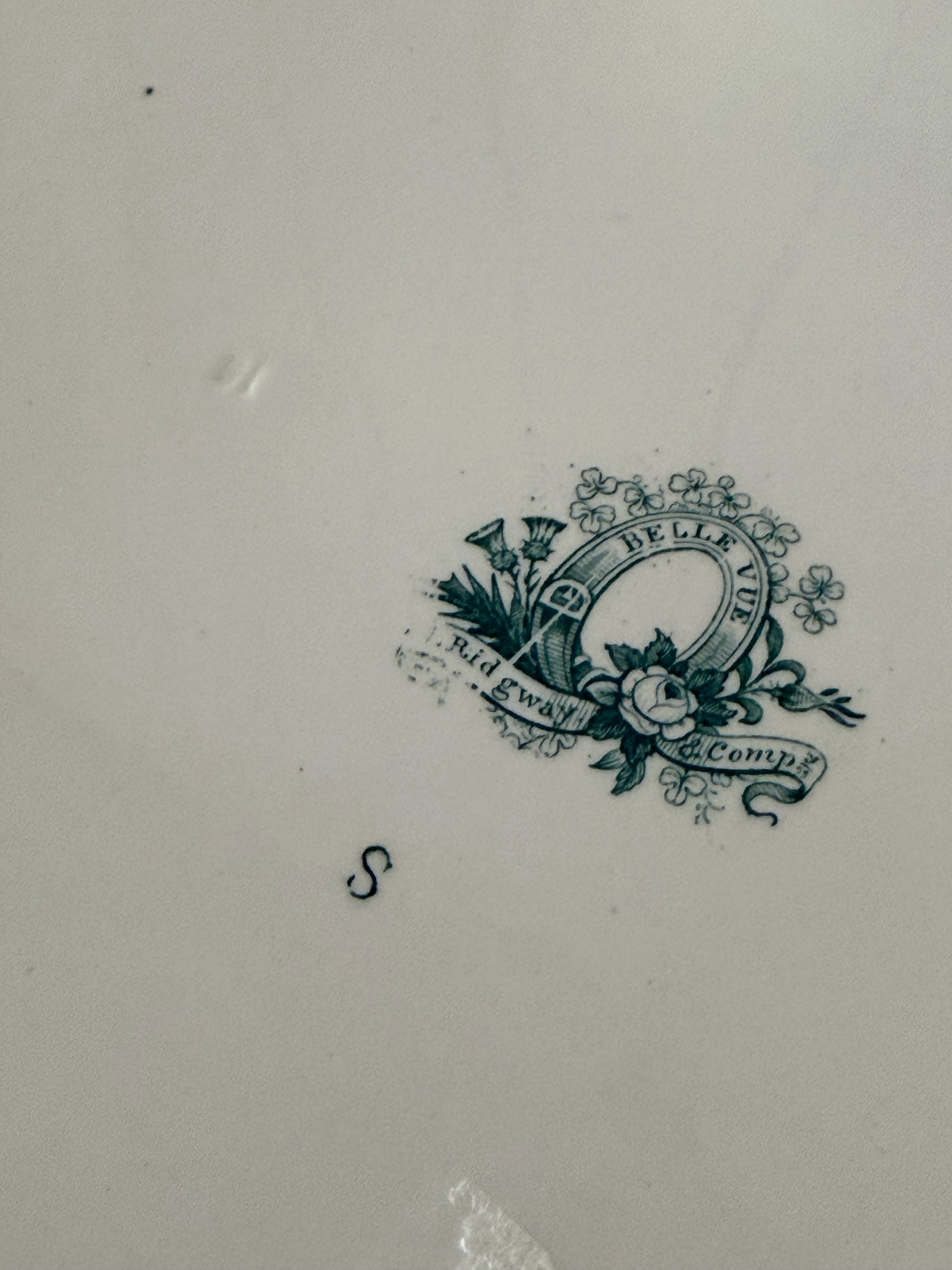19th Century Large Green Transferware Platter (England; c. 1850)