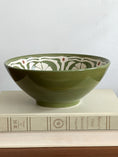 Load image into Gallery viewer, Large Green Hand-Painted Stoneware Serving Bowl
