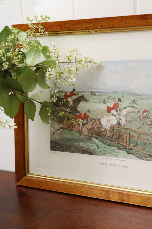 19th Century Hand Colored Fox Hunting Engraving (c. 1820)