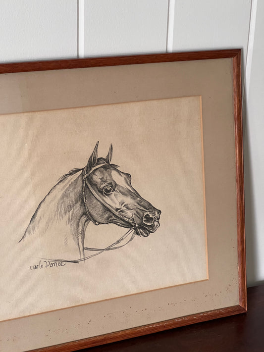 Charcoal Horse Portrait by Carle Vernet (French; 1758-1836) | Horizontal Orientation
