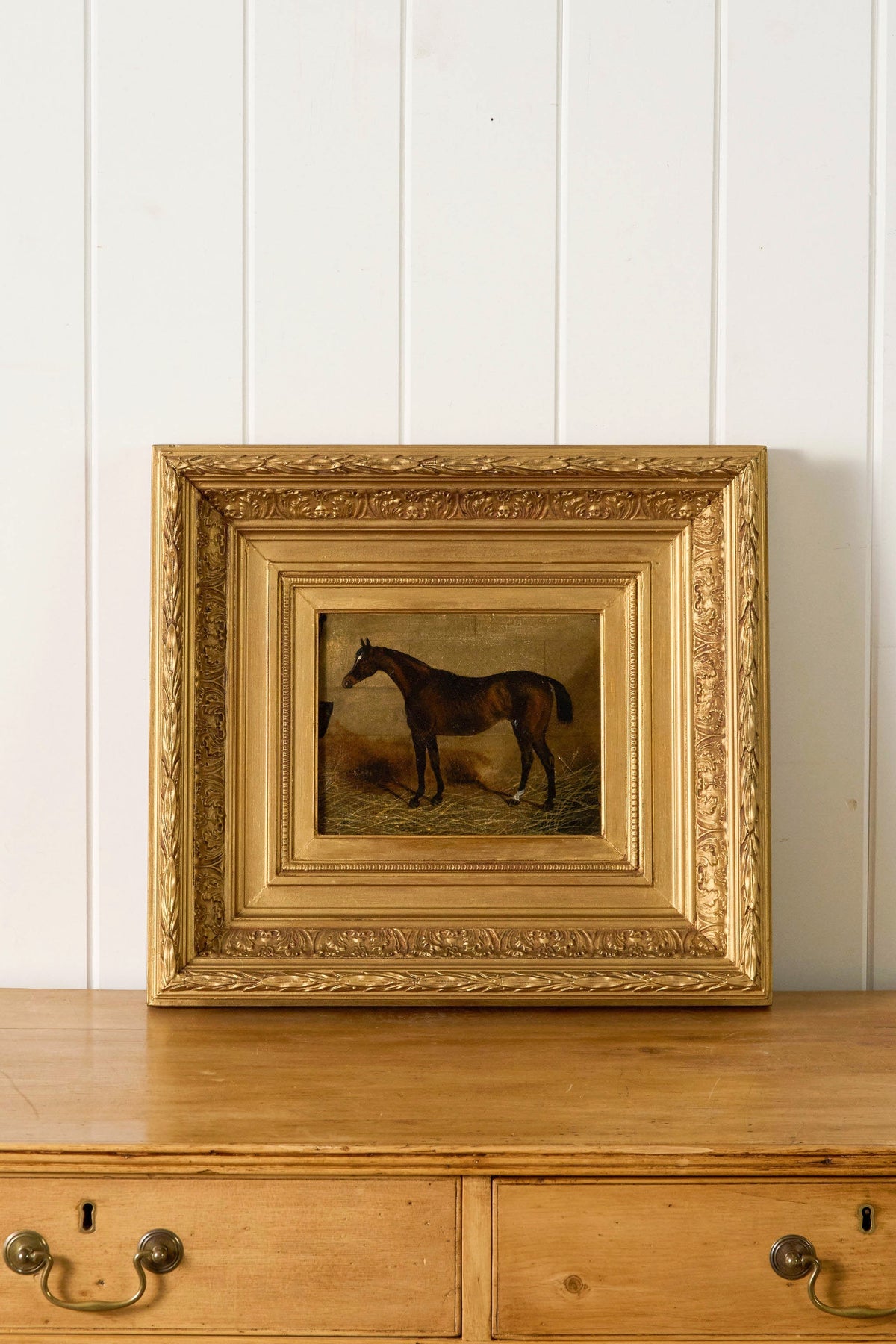 19th Century Equestrian Horse Portrait in Original Gilt Frame (c. 1830)