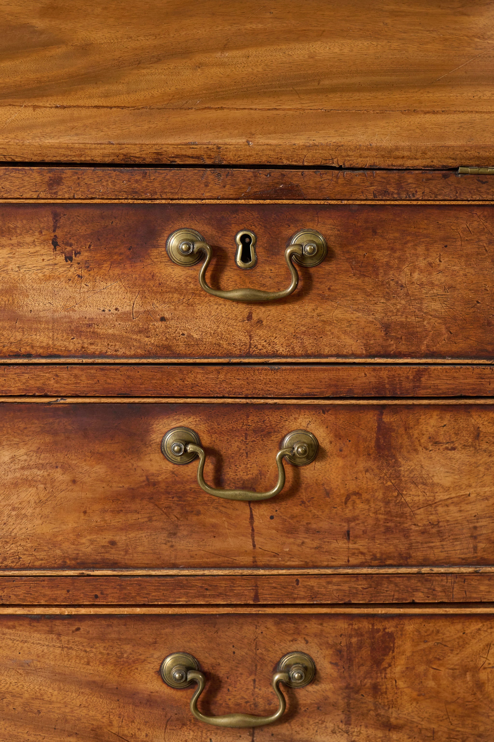 Early 19th Century Astral Glazed Burl Mahogany Bureau Bookcase