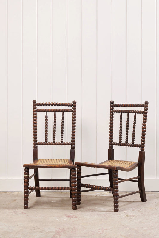 Pair of RARE Antique Bobbin Children's Chairs (c. 1890)