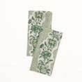 Load image into Gallery viewer, SET OF 4 | Green Blooming Trellis Block Print Napkins
