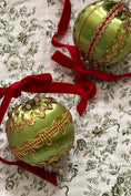 Load image into Gallery viewer, SET of 2 | Vintage Decorated Silk Bulbs (Green + Red)
