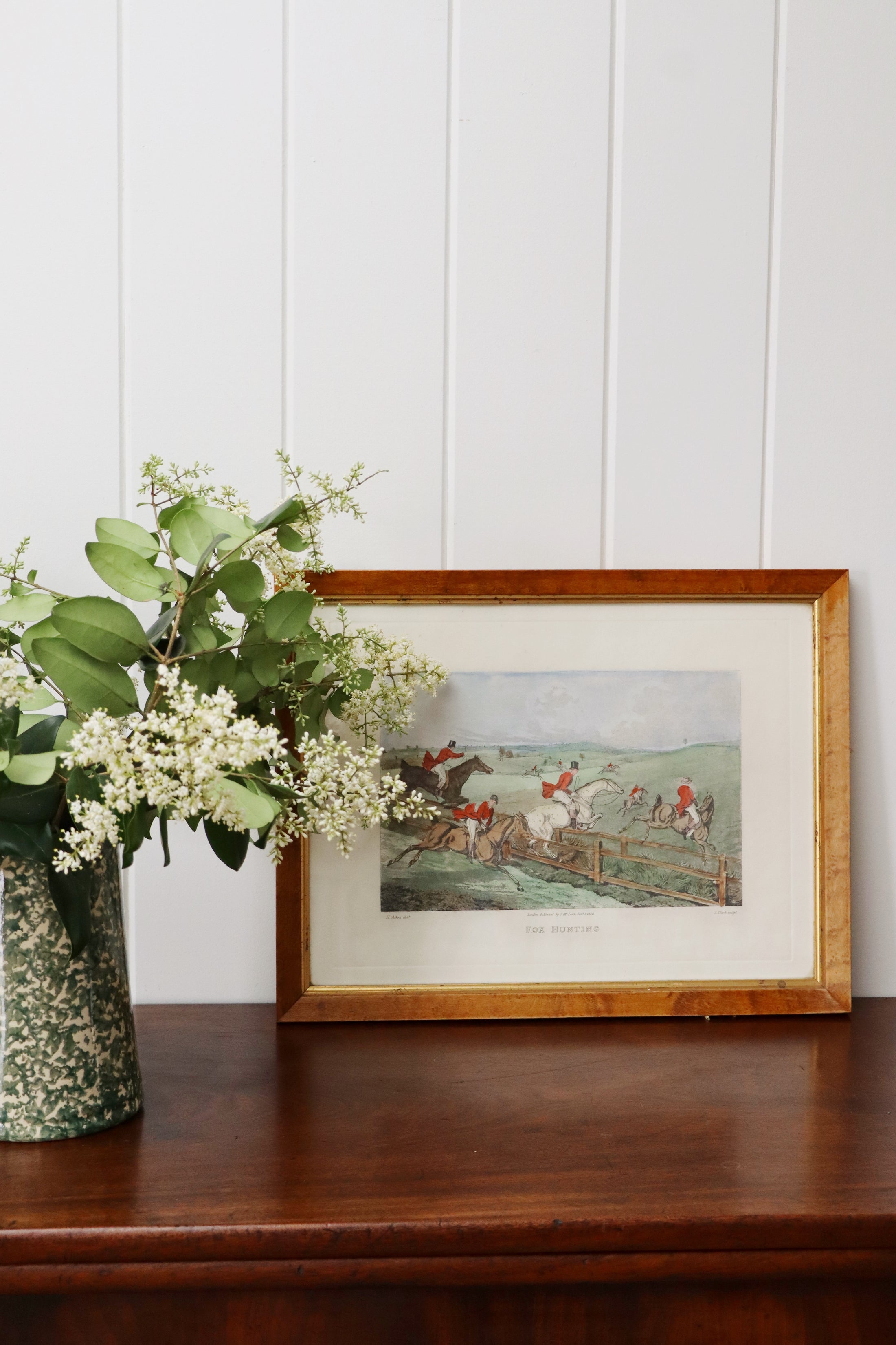 19th Century Hand Colored Fox Hunting Engraving (c. 1820)