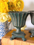 Load image into Gallery viewer, PAIR Antique French Petite Cast Iron Fluted Urns

